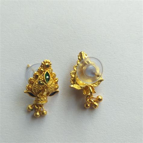 Gold Tone Stud Earrings Indian Meenakari Unique Stud Earring Etsy