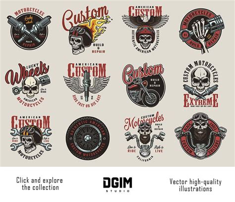 37 Vintage Custom Motorcycle Emblems