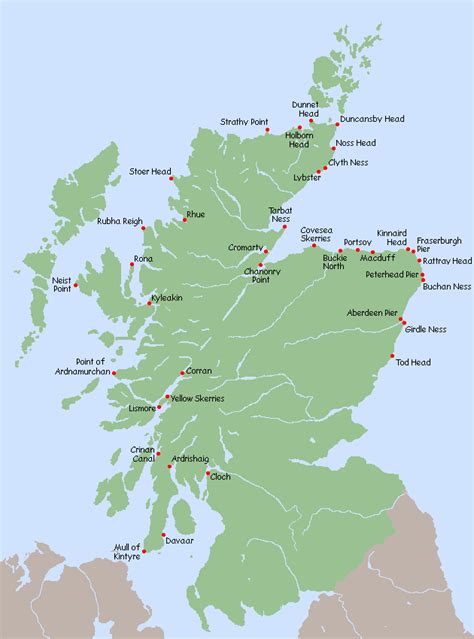 Du planst, schottland, während deiner nächsten reise, zu besuchen? Karte Schottland - Leuchtturmseiten von Anke und Jens