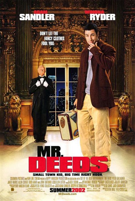 Steve buscemi, adam sandler, john turturro, winona ryder, peter gallagher, allen covert, harve presnell, peter dante. Mr. Deeds Movie Poster (#1 of 3) - IMP Awards