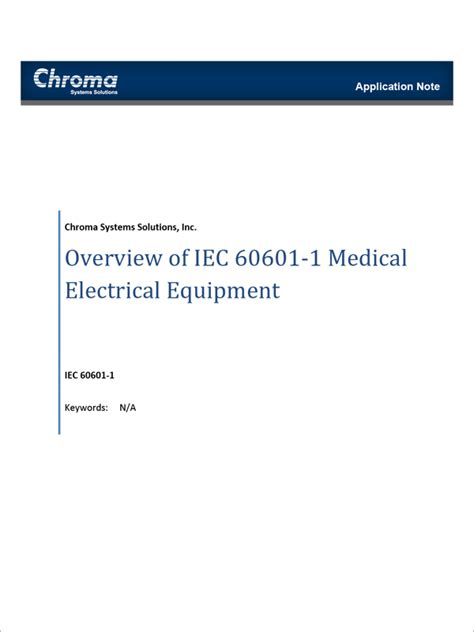 Overview Of Iec 60601 1 Medical Electrical Equipment