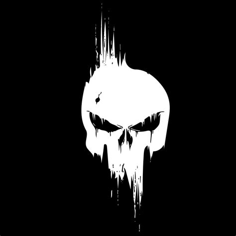Punisher Distressed Skull Svg Print File Grunge Black And White Etsy