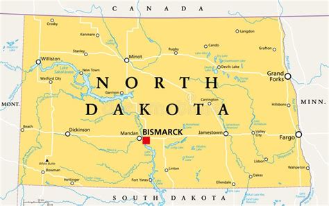 Dakota Del Norte Y Mapa Político Estados De Estados Unidos Ilustración del Vector Ilustración