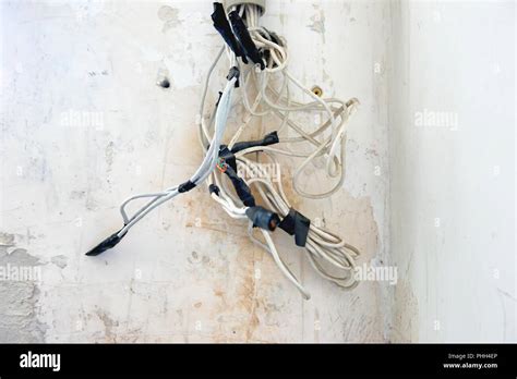Mess Of Power Cables Stock Photo Alamy