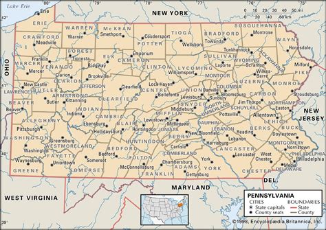 State and County Maps of Pennsylvania