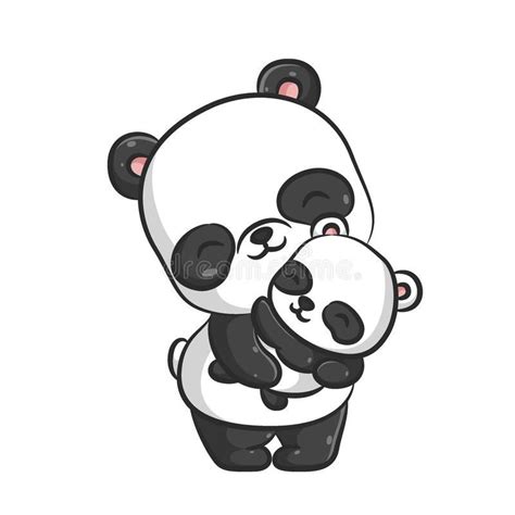 The Cute Mommy Panda Is Cradle Her Baby Panda Who Sleep In Her Hug