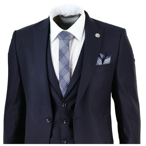 Mens Classic Navy Blue 3 Piece Suit Buy Online Happy Gentleman