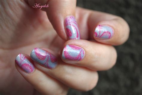 Nail Art Water Marble Blue And Pink By Angelik23 On Deviantart