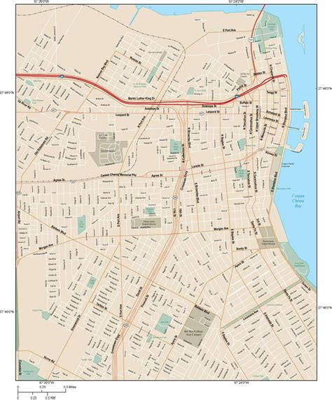 Corpus Christi Map TX Local Road map in Adobe Illustrator vector format