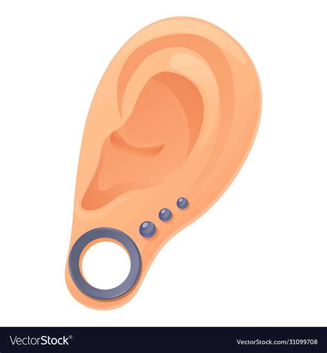 Circle Ear Piercing Icon Cartoon Style Royalty Free Vector