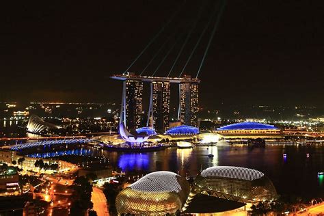 Marina Bay Sands Singapore Night View Night Illuminated Cityscape
