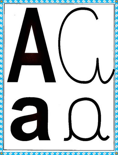 Cartazes Alfabeto Quatro Tipos De Letras Com Borda Azul