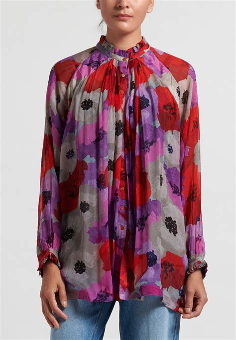 péro sheer floral blouse in red purple santa fe dry goods workshop wild life