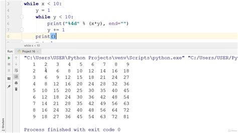 Python Multiplication Table Nested Loop