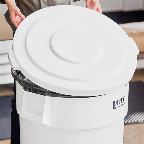 Lavex 55 Gallon White Round Commercial Trash Can Lid