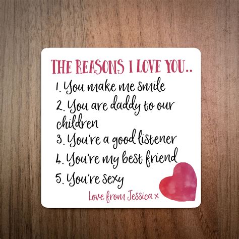Reasons Why I Love You Personalised Coaster Elliebeanprints
