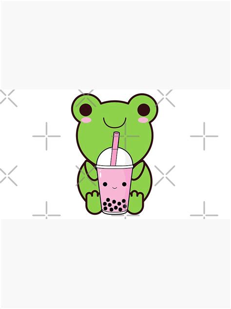 Cute Cartoon Kawaii Frog Drinking Boba Tea Adorable Boba Animals