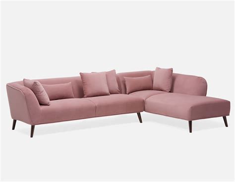 Structube Purple And Pink Right Facing Velvet Sectional Sofa Delano