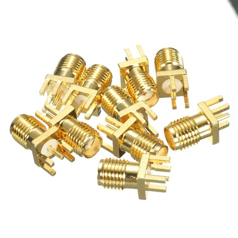 10 Pieces Rf Sma Connector Pcb Sma Female Jack Straight Rf Connectors Adapter Gold Plated