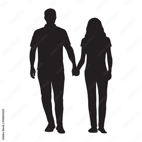 Silhouette Couple Holding Hands