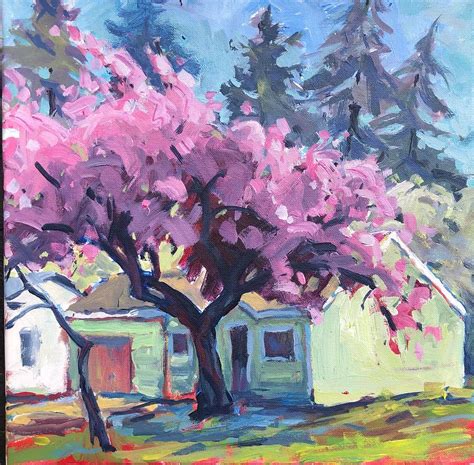 Pink Tree Painting By Margaret Plumb