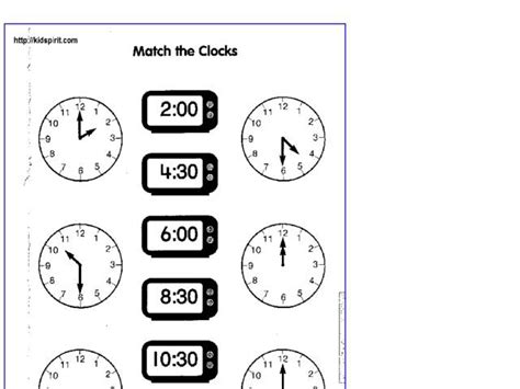 Digital time worksheet year 1