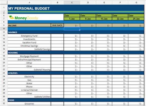 Recurring Monthly Expenses Template
