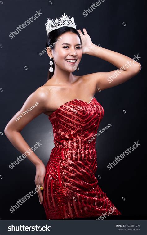 Portrait Miss Pageant Beauty Contest Red Stock Photo