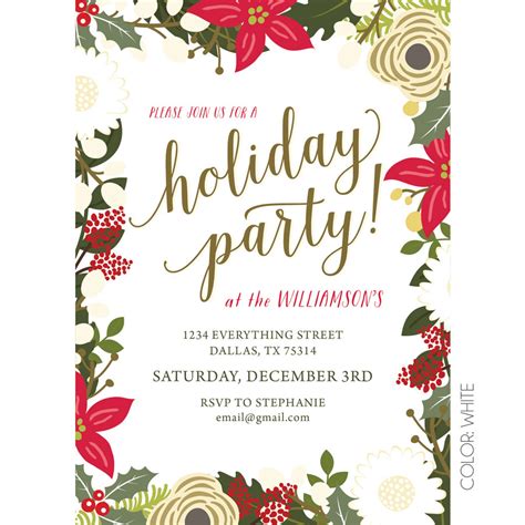 floral holiday party invitation kateogroup