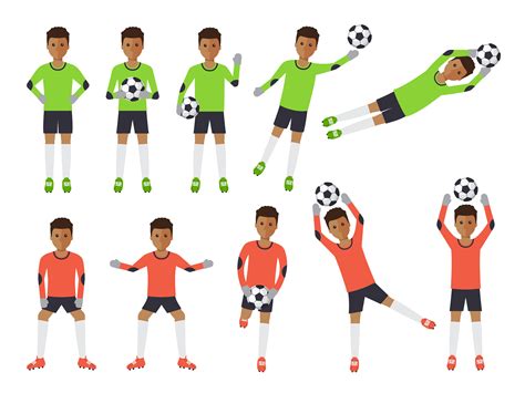 Soccer Players Football Goalkeeper In Actions 547639 Vector Art At