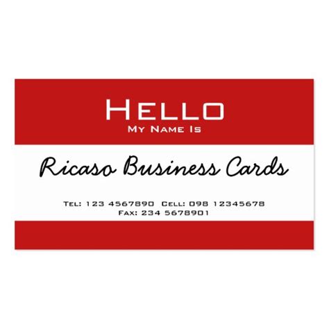 Hello My Name Is Double Sided Standard Business Cards Pack Of 100 Zazzle