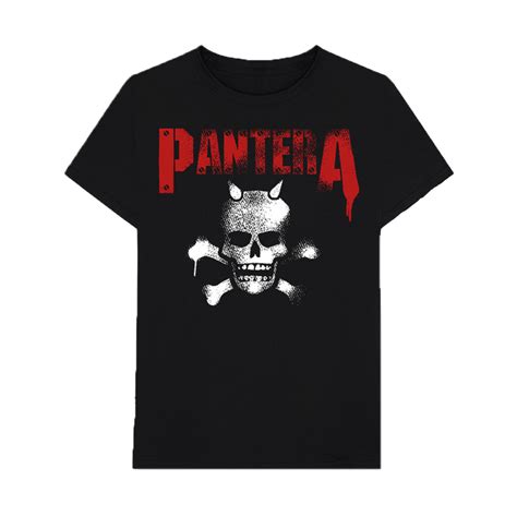 Horned Skull Stencil T Shirt Pantera Official Store