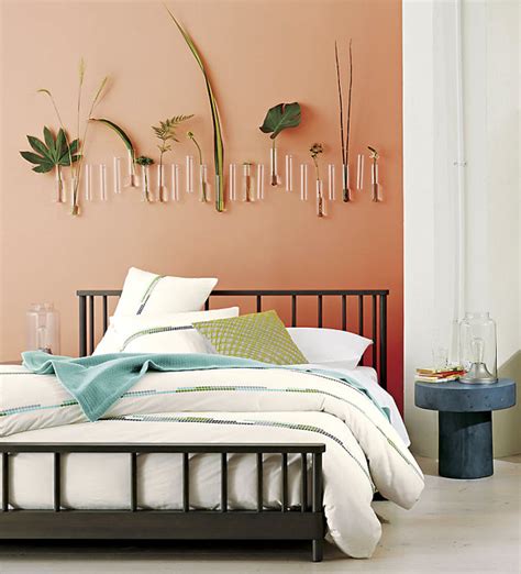 Green Accents In A Peach Bedroom Decoist