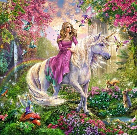 Beautiful Girl Riding The Unicorn All Diamond Painting