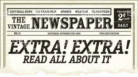 Vector Illustration Of A Front Page Of An Old Newspaper With Torn