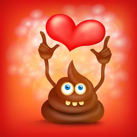 Funny Cartoon Poop Cut Emoji Character With Heart Stock Illustration