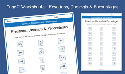 Year 5 Fractions Decimals And Percentages Worksheets Ks2 Fractions