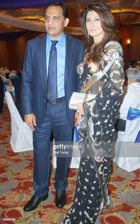 Cricketer Mohammed Azharuddin With Wife Sangeeta Bijlani At A Party