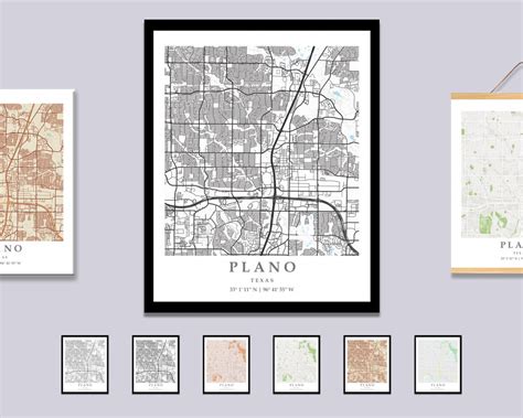 Plano Tx City Map Print Plano Street Map Poster Plano City Map Etsy