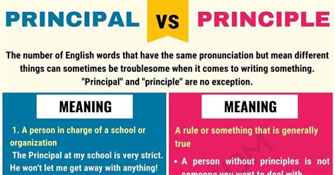 Principal Vs Principle Difference Between Principle Vs Principal 7 E S L