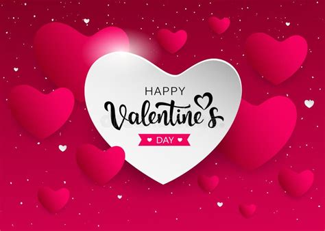 Happy Valentine`s Day Pink And White Heart Banners Stock Vector