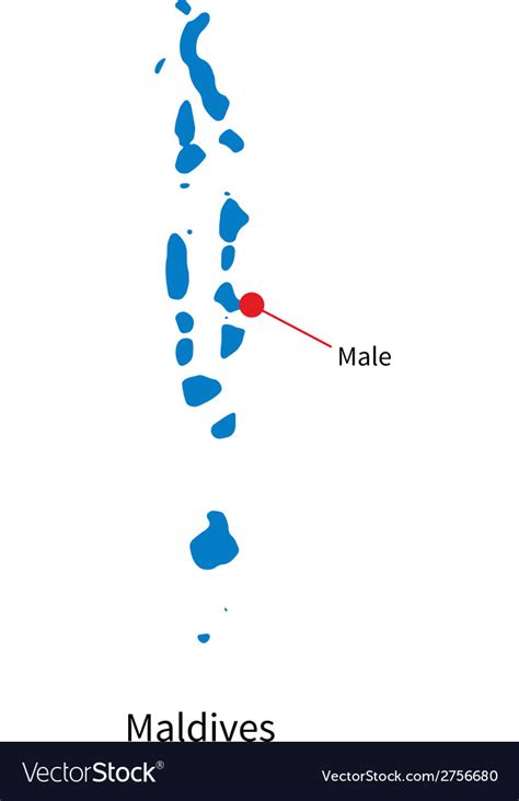 Detailed Map Of Maldives And Capital City Male Vector Image