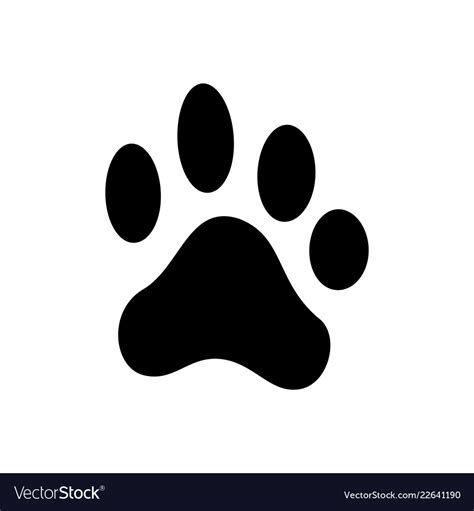 Dog Paw Print Pets Footprint Black Silhouette Vector Image