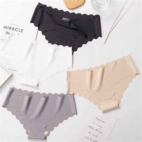 top style ice silk seamless underwear women s wavy edge sexy comfortable hip raising low waist
