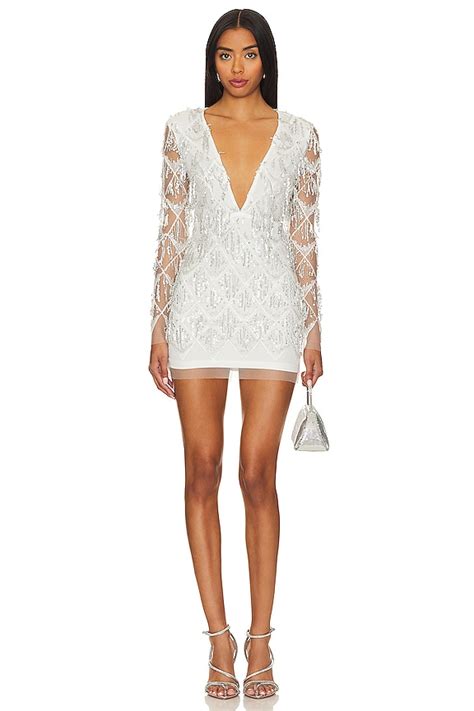 Superdown Nia Sequin Fringe Dress In White Revolve