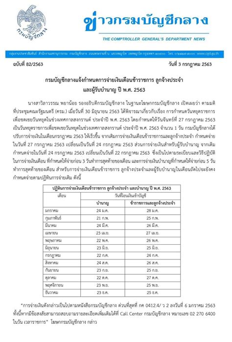 เกษียณอายุราชการ (ปี 2563) เท่านั้น ส่าหรับข้าราชการครู จะขอชั้น ป.ม. กรมบัญชีกลางแจ้งกำหนดการจ่ายเงินเดือนข้าราชการ ลูกจ้างประจำ และผู้รับบำนาญ ปี พ.ศ.2563 - ครูอาชีพ