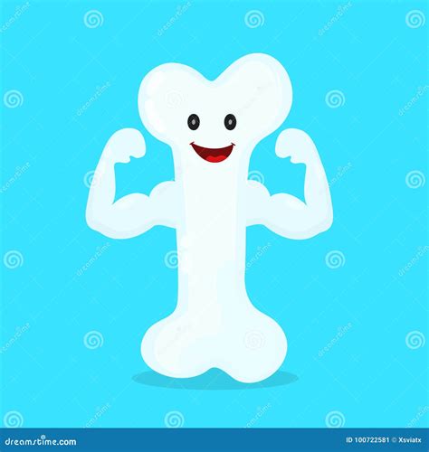 Strong Happy Healthy Bone Character Stock Vector Illustration Of