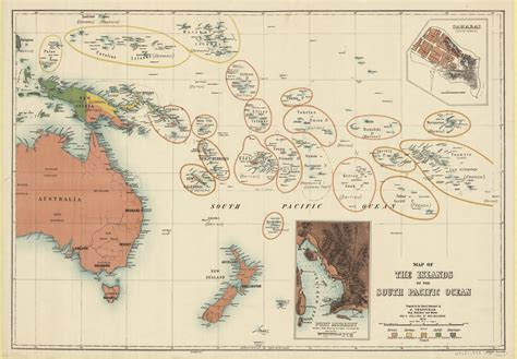 Map Of The Islands Of The South Pacific Showing British German French
