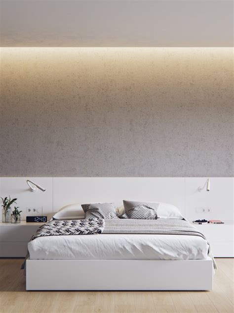 High Granite Wall Bedroom Minimalistic Low Lying Grey Duvet Bed Rule Of