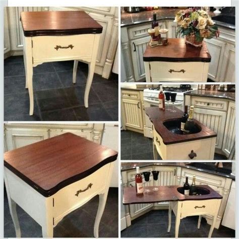 Old sewing machine base made into an island. Vintage sewing machine cabinet becomes a bar ! | furniture | Pinterest | Vintage sewing machines ...